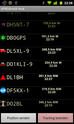 Screenshot of APRSdroid Kenwood mode